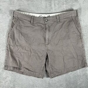 Eddie Bauer Legend Wash Shorts Mens 36 Gray Chino Classic Casual 100% Cotton
